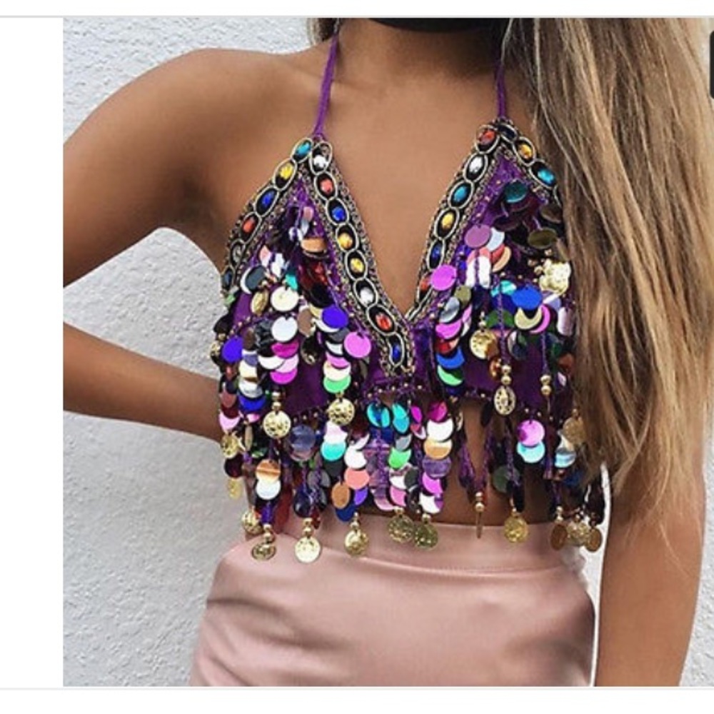 Sequined dance bra